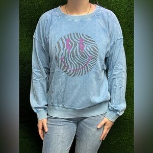 Easel Blue Graphic Sweatshirt